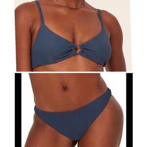 Andie‎ Bonita Bikini Set Ribbed Bijou Blue size XS NWT Swimsuit